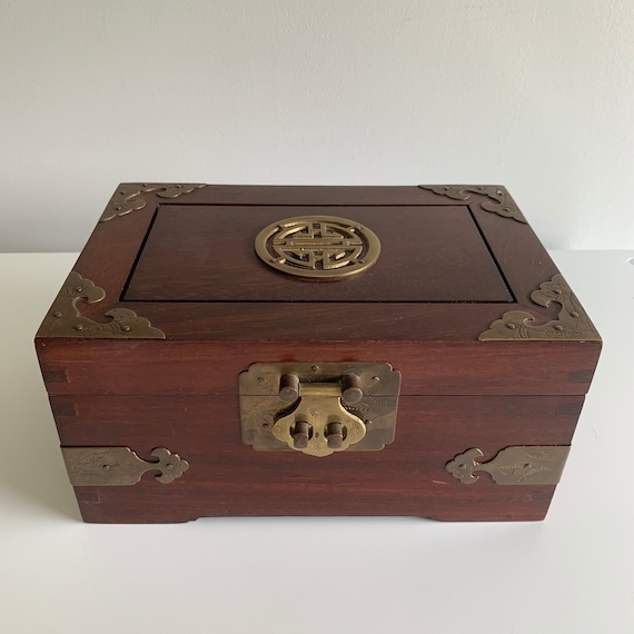 Vintage Chinoiserie Wooden Jewelry Box