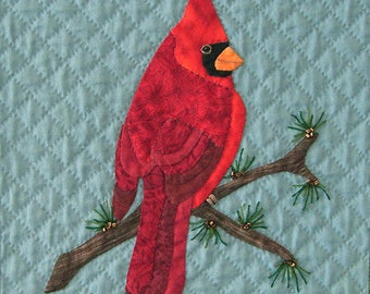 Northern Cardinal 8&quot; Applique Block