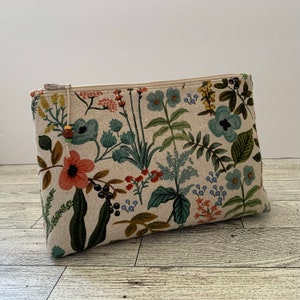 Rifle Paper Co. Amalfi Zipper Pouch: Floral Cotton Canvas Makeup Bag