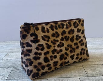 Travel Zipper Pouch, Leopard Print Canvas Bag, Animal Print Makeup Bag, Travel Bag, Utility Zipper Bag, Tech Accessory Bag, Gift For Her/Mom