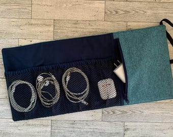 Cord Organizer For Traveling Passport Pouch Zipper Bag Travel Accessory Pouch For Charging Cords Trifold Storage Bag