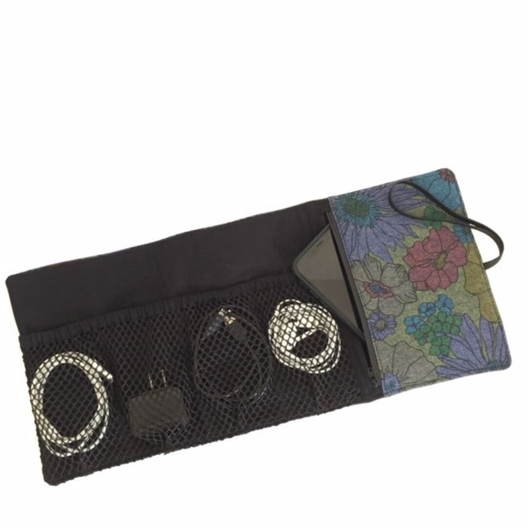 Cord Organizer Travel Cable Holder Floral Accessory Bag Etsy