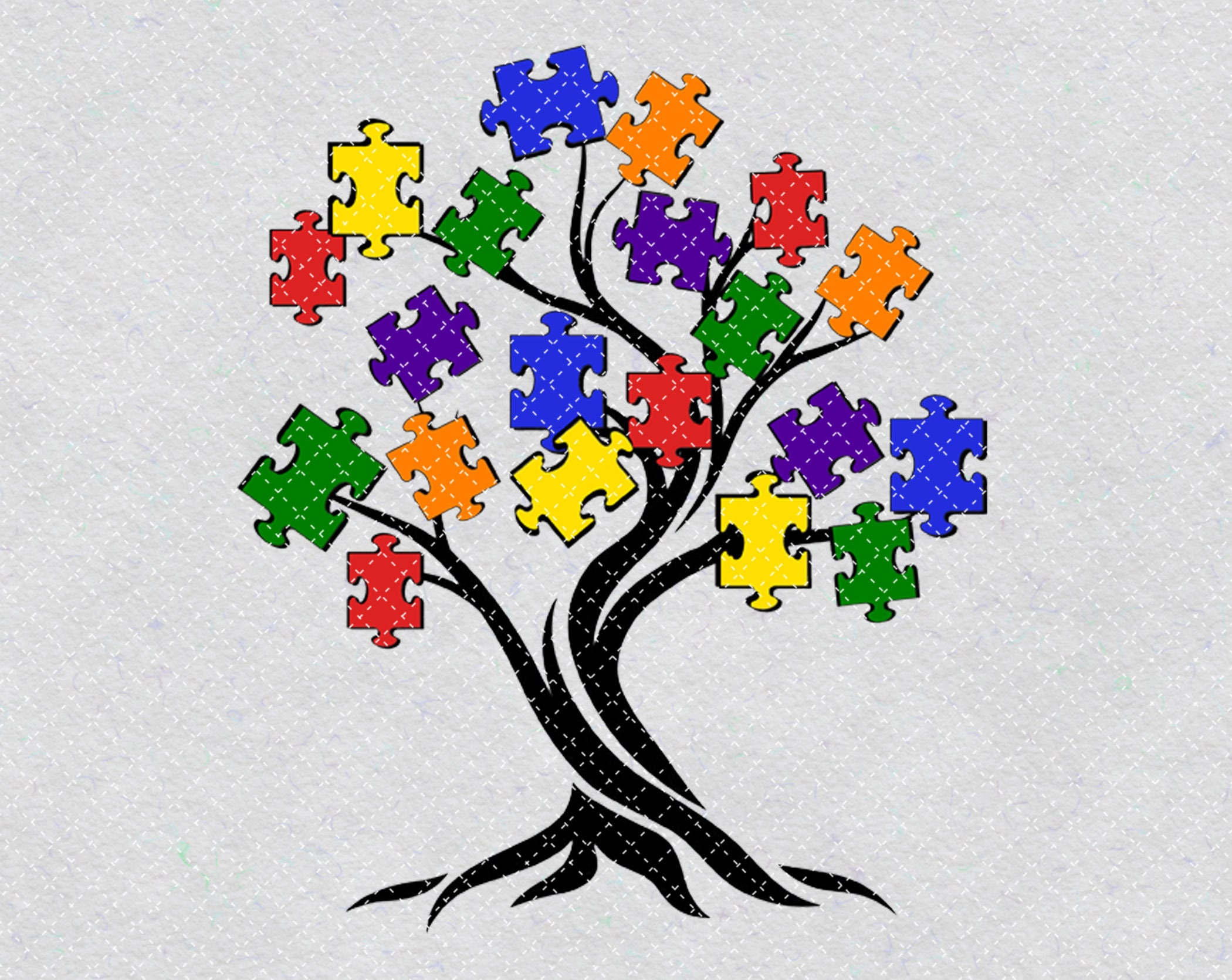 Árbol de rompecabezas de concienciación sobre el autismo PNG | Etsy