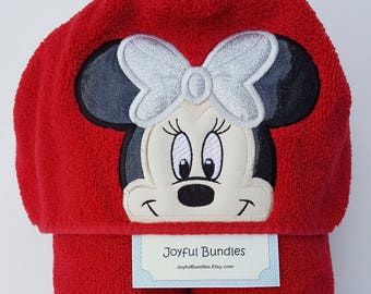 Hooded Towel, Minnie Mouse Hooded Towel, Minnie Bath Towel, Minnie Beach Towel, Minnie Pool Towel, Kid's Hooded Towel