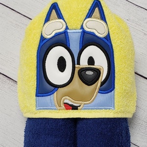 Hooded Towel, Kid's Hooded Towel, Blue Healer Pup, Bluey Hooded Towel, Bluey Bath Towel, Bluey Beach Towel, Bluey Pool Towel, Blue Dog Towel image 1