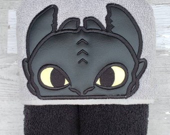 Hooded Towel, Toothless Hooded Towel, Kid's Hooded Towel, Dragon Bath Towel, Beach Towel, Dragon Pool Towel, Dragon Towel, Hooded Towel