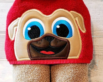 Hooded Towel, Kid's Hooded Towel, Puppy Pup, Puppy Hooded Towel, Puppy Bath Towel, Puppy Beach Towel, Puppy Pool Towel