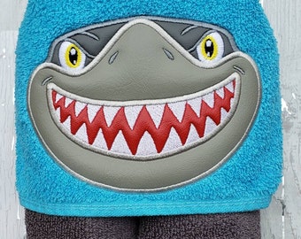 Hooded Towel, Shark Hooded Towel, Kids Hooded Towel, Shark Bath Towel, Shark Beach Towel, Shark Pool Towel