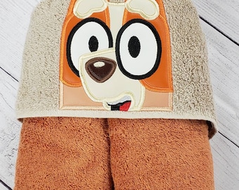 Hooded Towel, Kid's Hooded Towel, Orange Healer Pup, Bingo Hooded Towel, Bingo Bath Towel, Bingo Beach Towel, Bingo Pool Towel