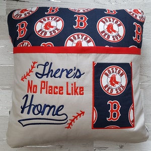 Baseball Pillow, Boston Red Sox Pillow, Remote Pillow, Reading Pillow, There&#39;s no place like home, Baseball saying, Red Sox Pillow