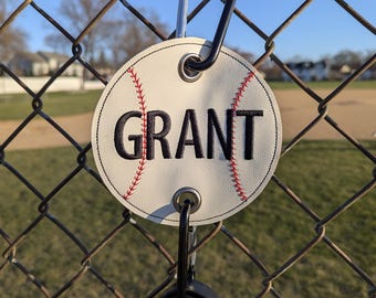 Embroidered Baseball Bag Tag: Personalized Dugout Organizer
