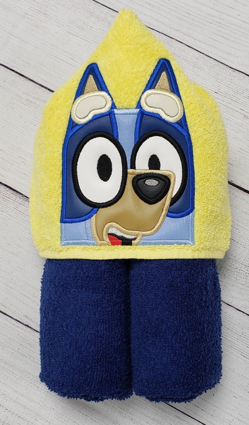 Hooded Towel, Kid's Hooded Towel, Blue Healer Pup, Bluey Hooded Towel, Bluey Bath Towel, Bluey Beach Towel, Bluey Pool Towel, Blue Dog Towel image 1