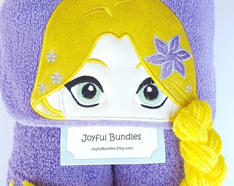 Rapunzel Hooded Towel: Embroidered Princess Bath/Pool Towel