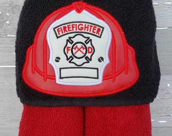 Hooded Towel, Firefighter Hat Hooded Towel, Kid's Hooded Towel, Firefighter Towel, Hooded Towels, Fireman Hat Towel, Fireman Beach Towel