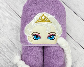 Embroidered Ice Queen Hooded Towel: Detachable Braid