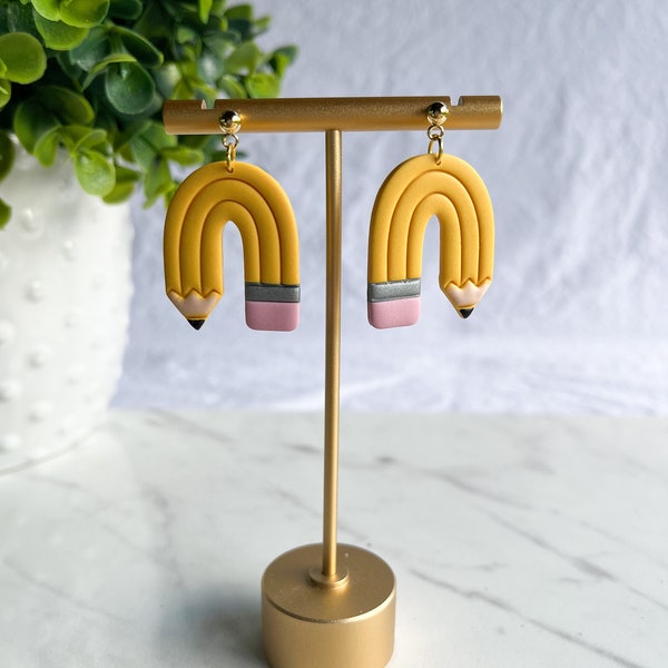 Pencil Arch Earrings | Polymer Clay Earrings | Back to school earrings