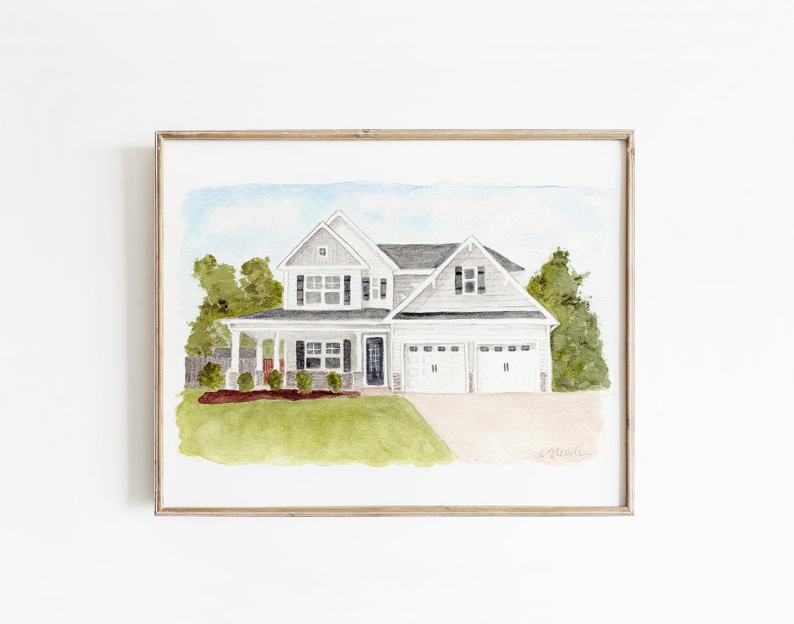 Custom Hand Painted Watercolor Home | House Portrait - Etsy