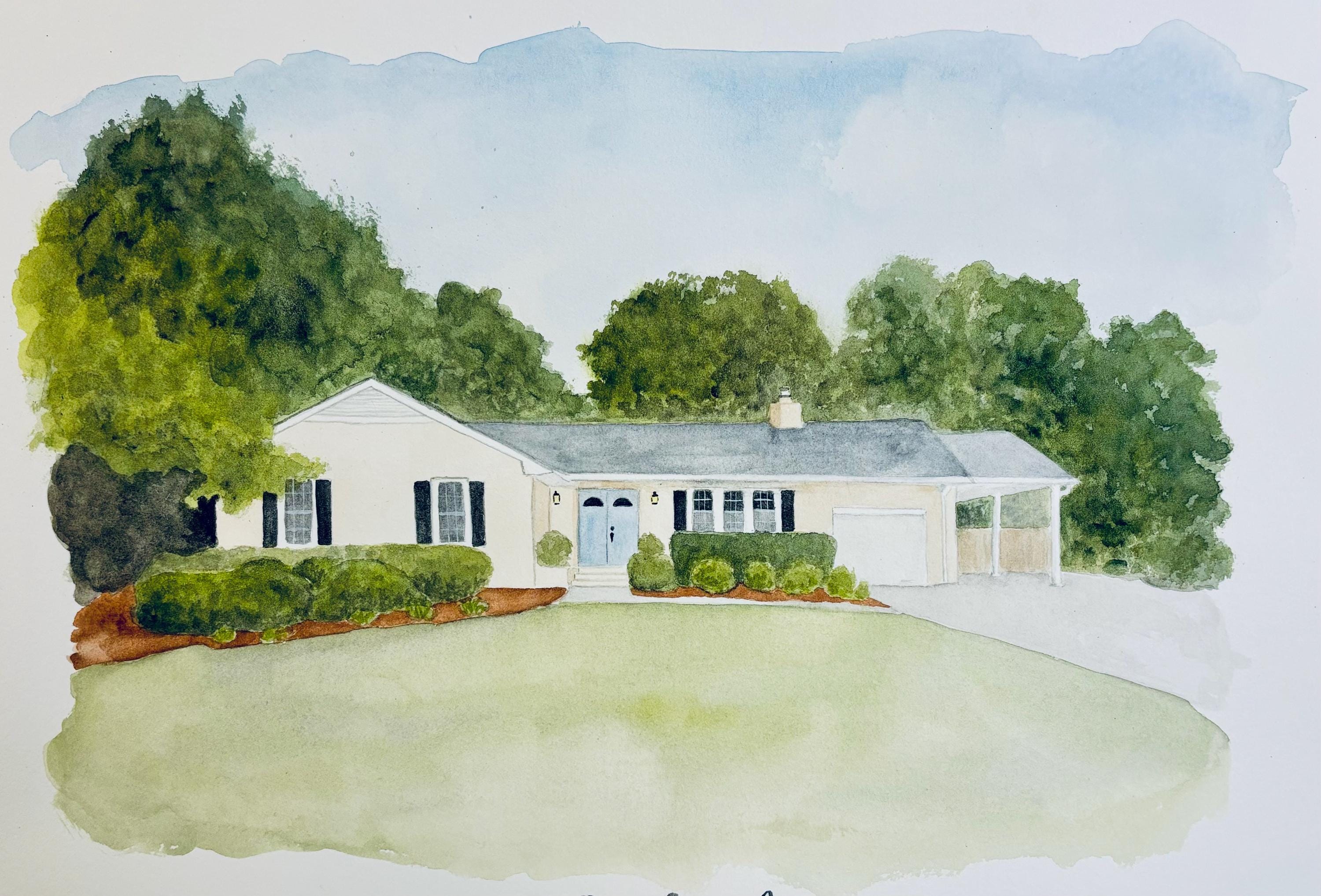 Custom Hand Painted Watercolor Home | House Portrait - Etsy