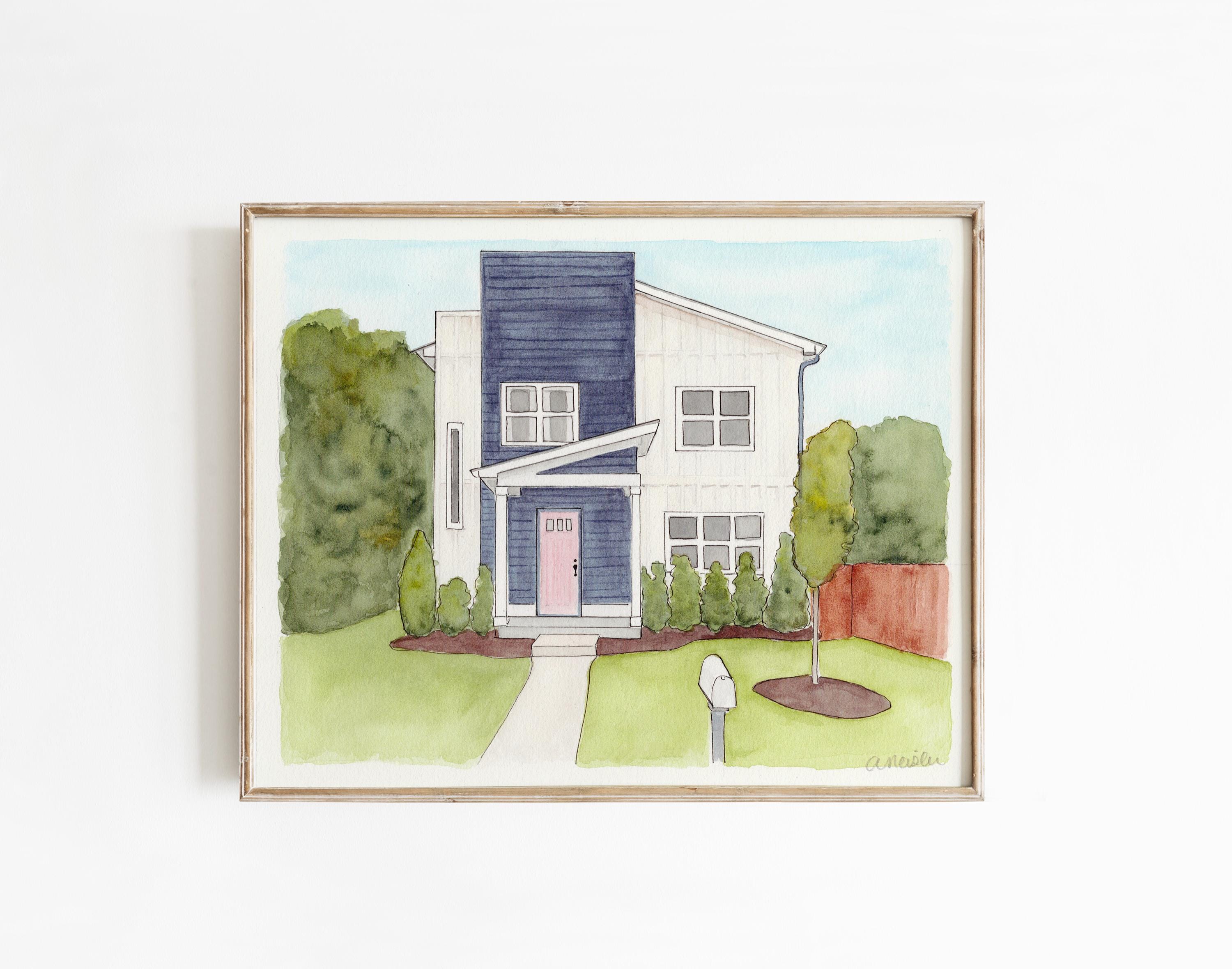Custom Hand Painted Watercolor Home | House Portrait - Etsy