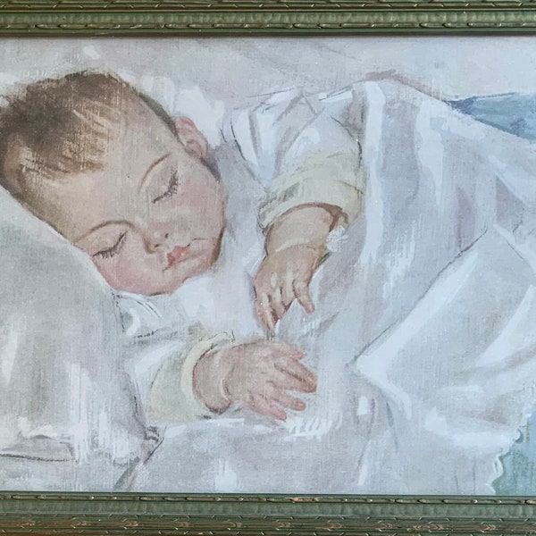 Vintage Sleeping Baby Framed Print