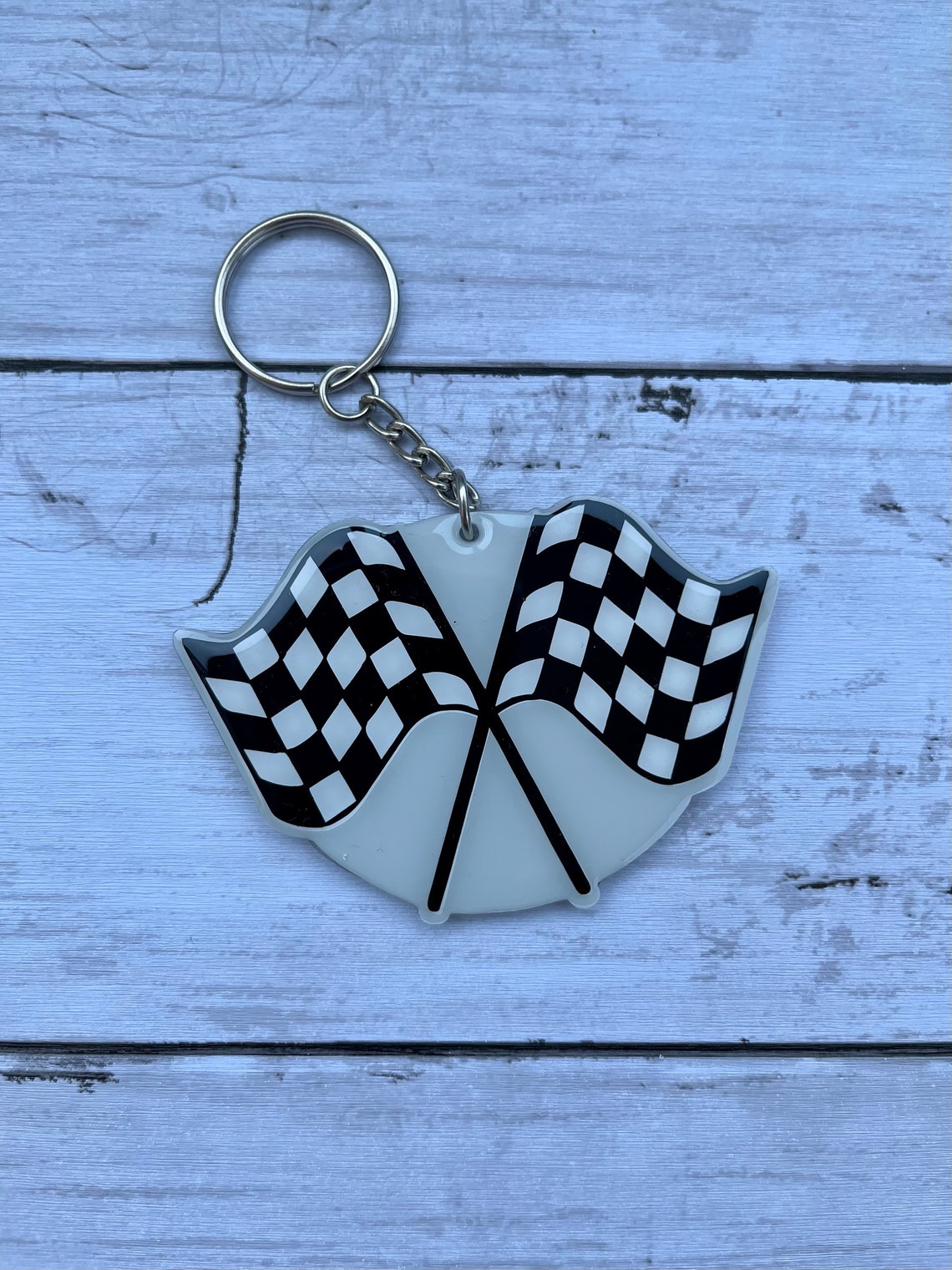 Checkered Flag Keychain Racing Etsy
