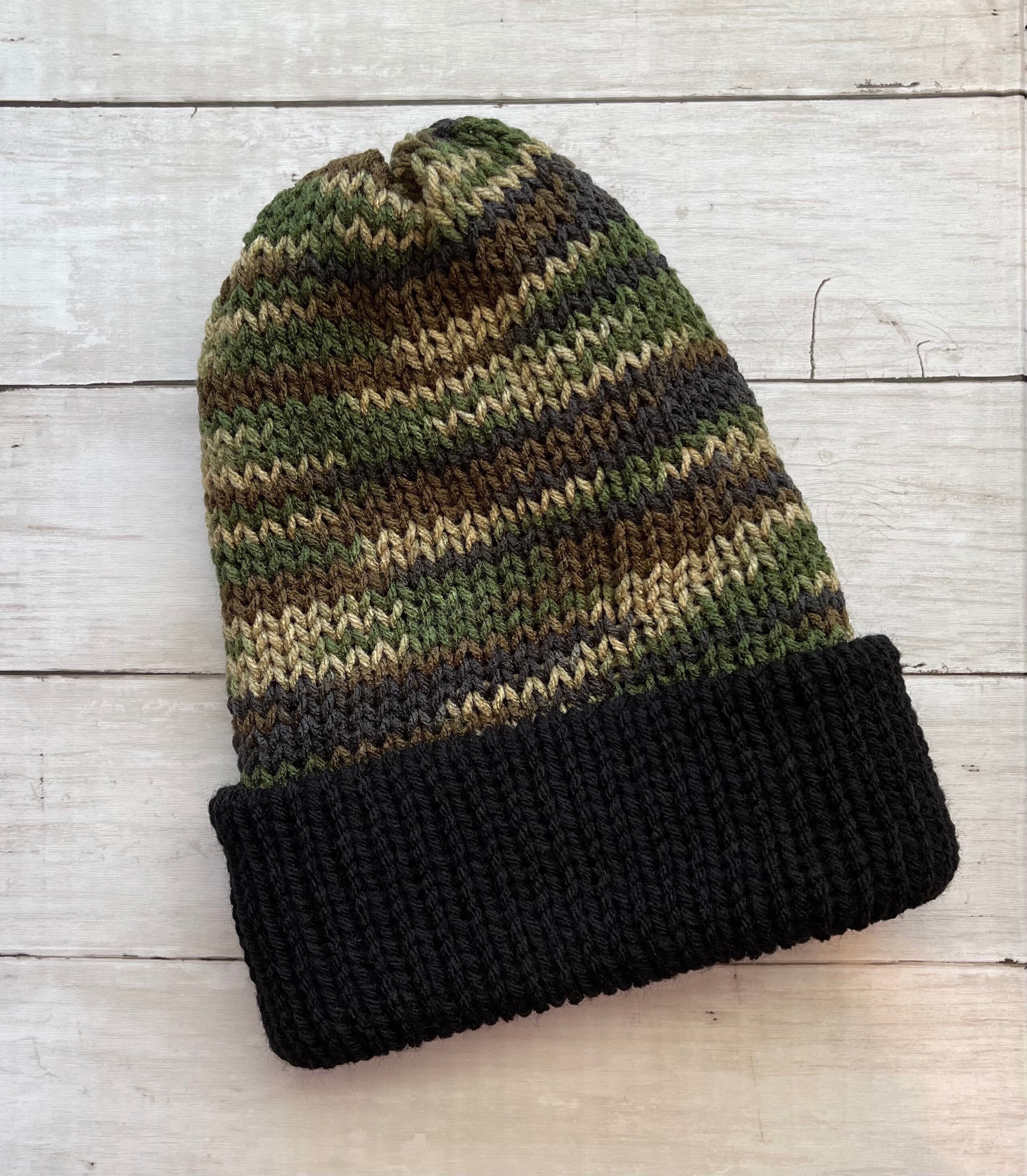 Camouflage Knit Hat Beanie With Brim 