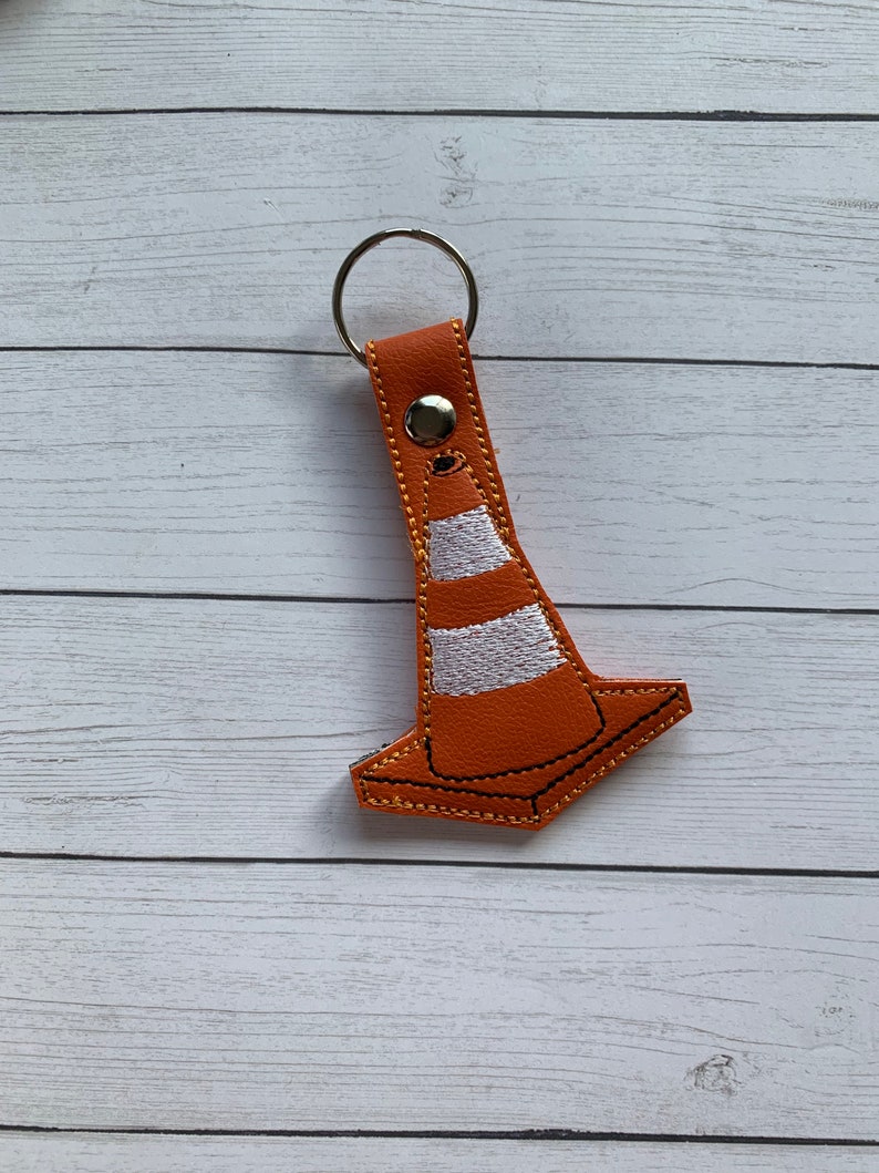 Traffic Cone Keychain Snap Tab Key Ring Construction Etsy