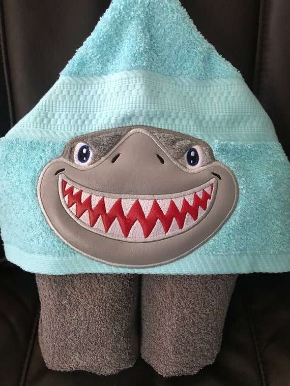 Shark hooded towel bath/pool/beach kids or adult sizes Etsy