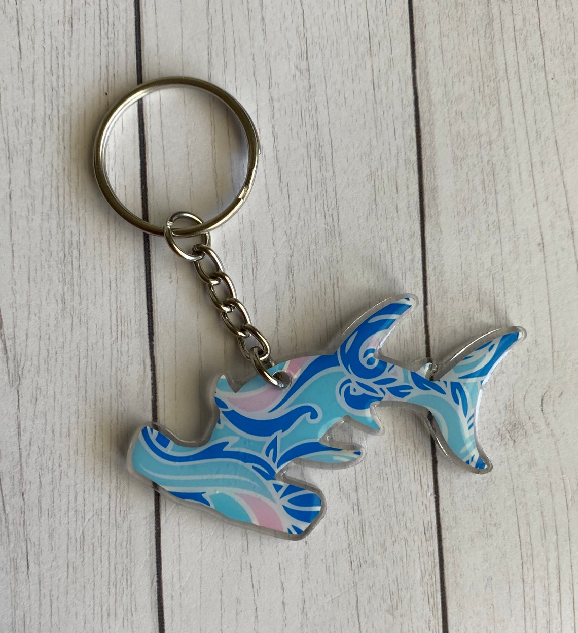 Hammerhead Shark Acrylic Keychain Ocean Etsy