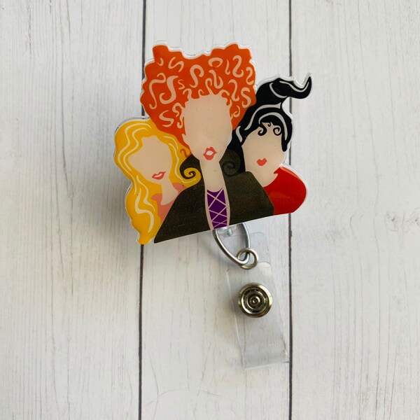 Sanderson sisters badge reel, ID tag, hocus