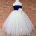 Miama Ivory Lace & Navy Blue Taffeta Flower Girl Dress - Junior Bridesmaid Dress