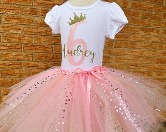 Personalized princess birthday shirt, sixth birthday outfit, 6th birthday shirt, 6 year old girls birthday outfit, turning six