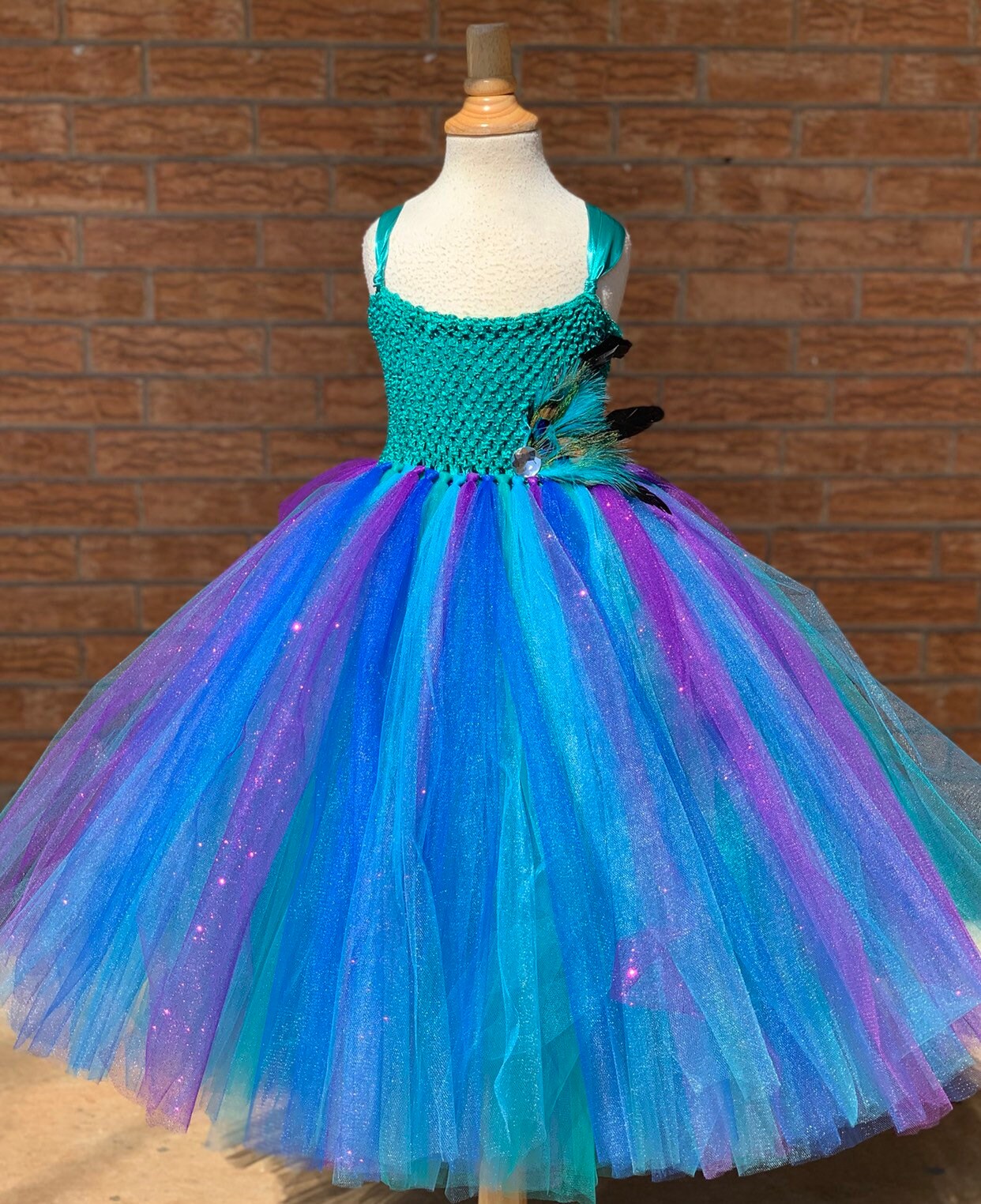 One Shoulder with Flower Flower Girl Dress Peacock