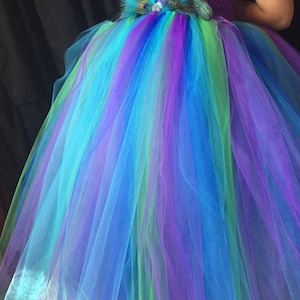 Peacock flower girl dress, turquoise and purple tutu dress, flower girl tutu dress, tulle flower girl dress, peacock wedding, peacock dress image 4