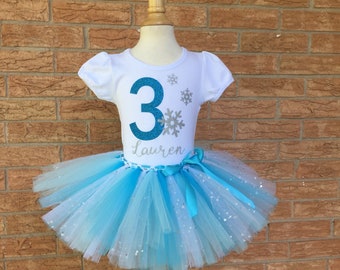 Girl's third birthday outfit, Third birthday shirt for girls, 3rd birthday, number 3 shirt, snowflake birthday outfit, 3rd birthday frozen