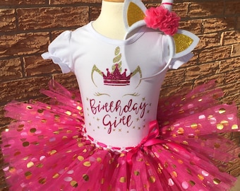 Unicorn birthday girl, girl's birthday shirt, pink and gold birthday shirt, birthday outfit for girls, unicorn party, fairy tale birthday