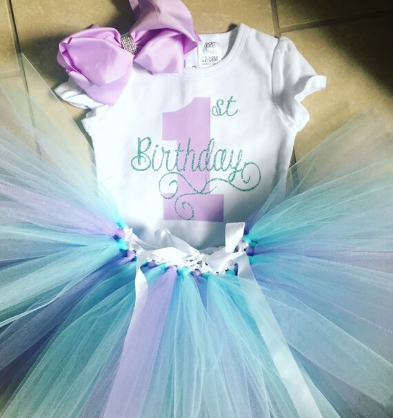5th Birthday Unicorn Shirt Outfit Dress /& Headband Girls Mint Tulle Tutu /& 1st