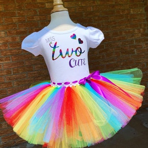 girls rainbow birthday shirt, miss two cute shirt, second birthday outfit, two year old birthday shirt, rainbow party, two