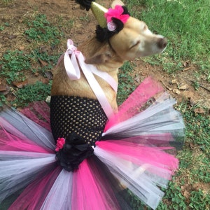 Paris dog dress tutu, pet tutu, pink and black dog dress, fancy diva dog, birthday dog outfit, paris theme