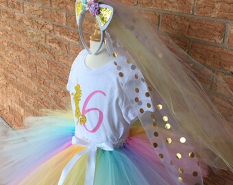 Abito Magico Unicorno Per Ragazze Vestito Da Festa Tut&ugrave; Arcobaleno Unicorno - Per Compleanno 1&deg;, 2&deg;, 3&deg;, 4&deg;, 6&deg;, 7&deg;, 8&deg; Anno, Bambina Costumi Da Carnevale Bambina