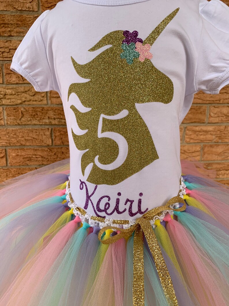 Fifth Five Unicorn Birthday Outfit 5th Birthday Tutu Rainbow Etsy
