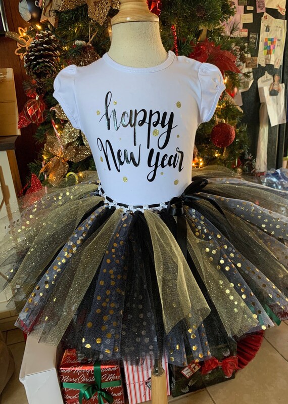 Happy New year girls shirt outfit, New Years, Black and gold party, New Year's Eve party