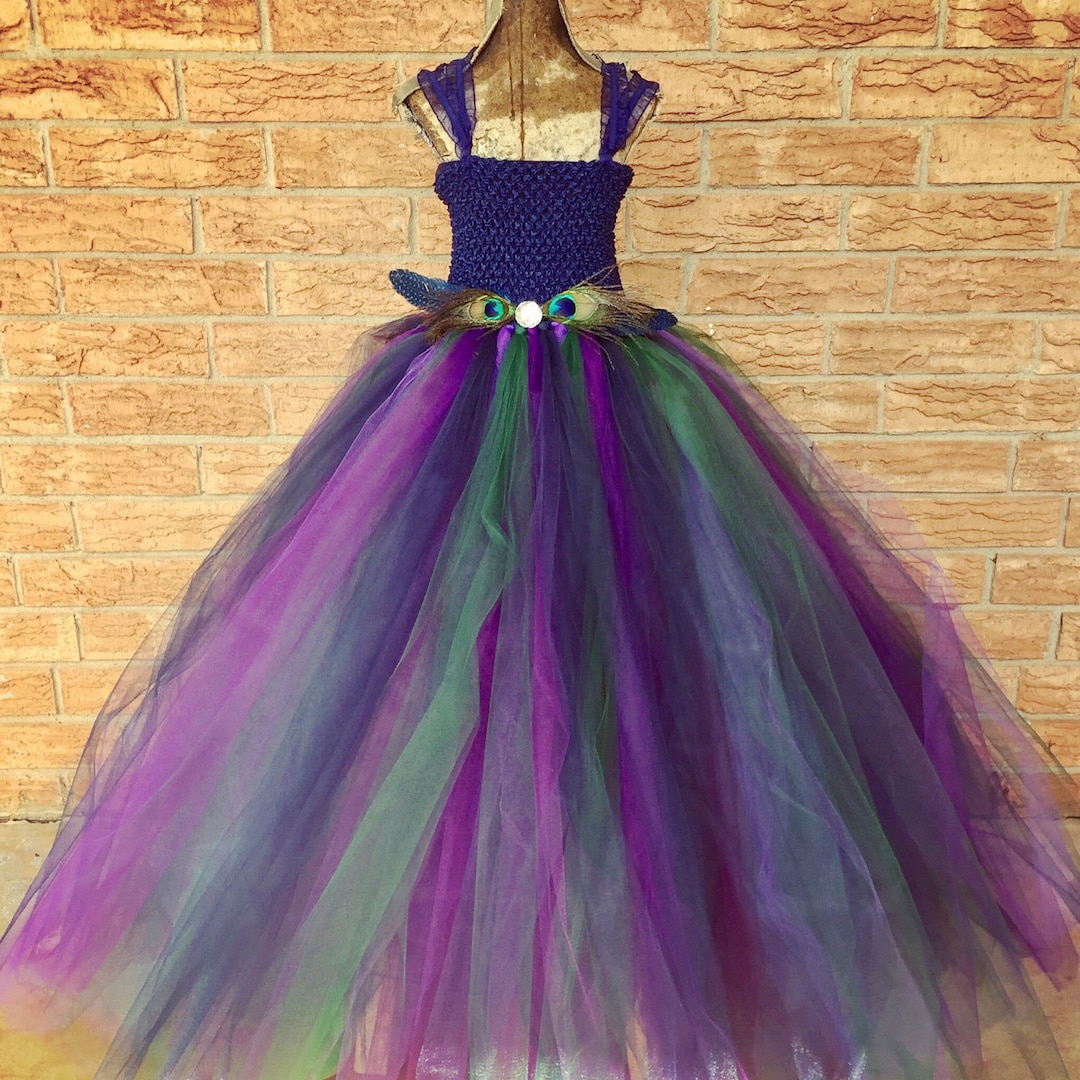 Peacock Flower Girl Dress Navy and Purple Tutu Dress Flower Etsy Canada