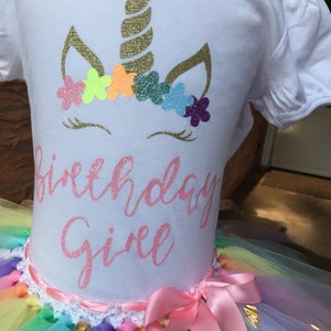 Girls birthday outfit, unicorn birthday shirt, pastel rainbow tutu, birthday outfit for girls, rainbow unicorn party image 3