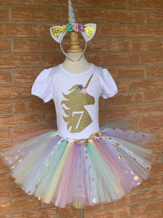 unicorn birthday outfit 7 year old