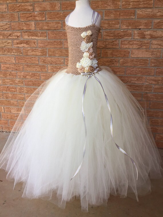 Ivory and champagne flower girl dress, beige dress, flower girl tutu dress, tan and Ivory wedding, girls wedding dress, eloquent dress Ivory and champagne flower girl dress, beige dress, flower girl tutu dress, tan and Ivory wedding, girls wedding dress, eloquent dress
