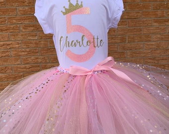 Personalized birthday shirt, Fifth birthday outfit, 5th birthday shirt, 5 year old girls birthday outfit, turning 5, girls 5th birthday