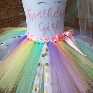 Girls birthday outfit, unicorn birthday shirt, pastel rainbow tutu, birthday outfit for girls, rainbow unicorn party image 6