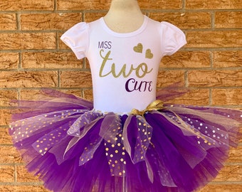 Miss two cute purple, Girls Second birthday outfit, 2nd birthday shirt, birthday outfit for 2 year old girl, turning two tutu, 2 cute