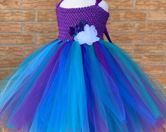 Purple orchid wedding, galaxy orchid flower girl dress, flower girl tutu dress, tulle flower girl dress, orchid wedding theme